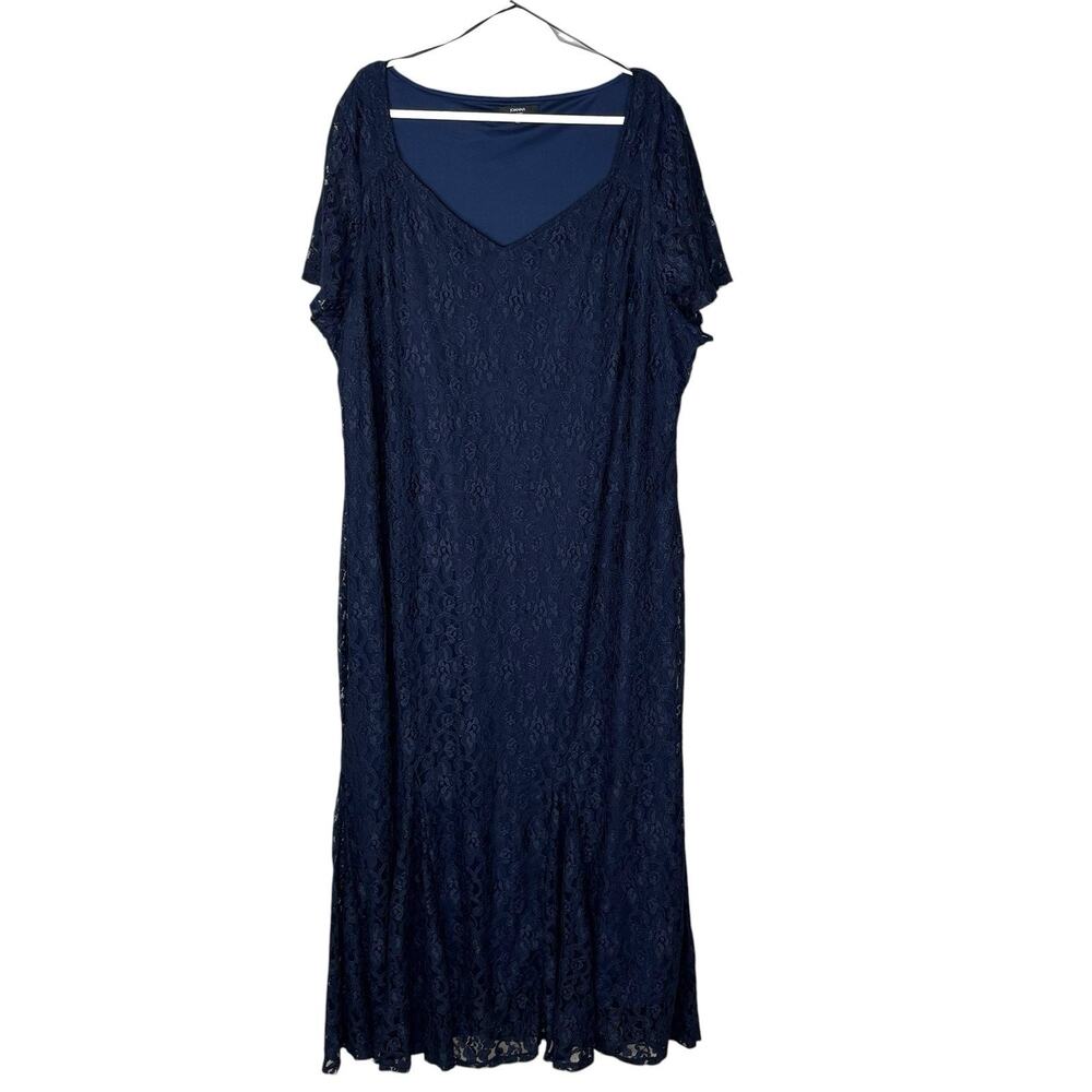 Joanna Hope Maxi Mermaid Dress Gown Lace Navy Blue Size 28